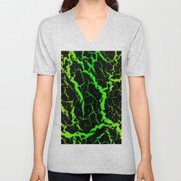 Cracked Space Lava - Lime/Green V Neck T Shirt