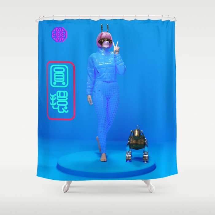 Cyberpunk Synthwave Girl Vol. II Shower Curtain