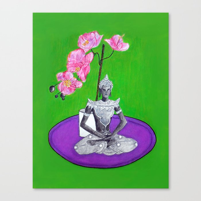 Beautiful Buddha with Orchids Canvas Print