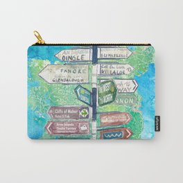 Wanderlust Signpost of Ireland with Island Background Carry-All Pouch