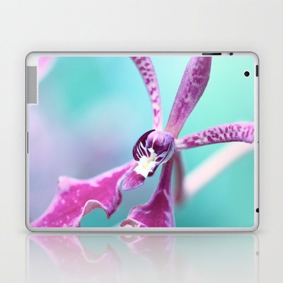 Orchid In Purple And Turquoise Blue  Laptop & iPad Skin