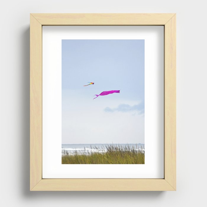 Kites Long Beach International Kite Festival Flying Flight Beach Dunes Washington Landscape Fantasy Pacific Ocean Recessed Framed Print