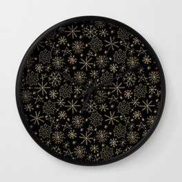 Christmas Xmas Elegant Pattern Gold and Black Wall Clock