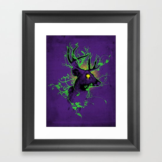 Trippy Ghost Deer Framed Art Print