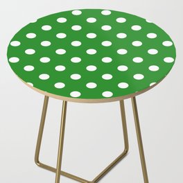 Green and White Polka Dots Pattern Side Table