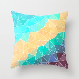 Aqua Peach Beach White Outline Abstract Geometric Pattern  Throw Pillow