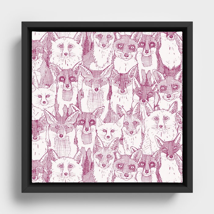 just foxes cherry soft white Framed Canvas