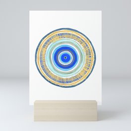 Turquoise Evil Eye Mandala Mini Art Print