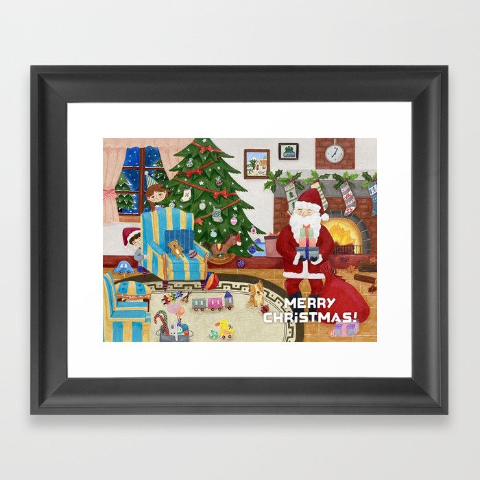 visit santa christmas card Framed Art Print