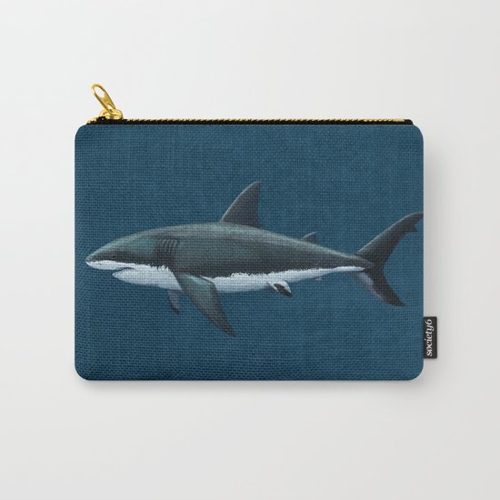 "Carcharodon carcharias" by Amber Marine ~ Great White Shark Art, (c) 2015 Carry-All Pouch