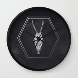 Roe Deer Skull with Death Hawk Moth Wall Clock