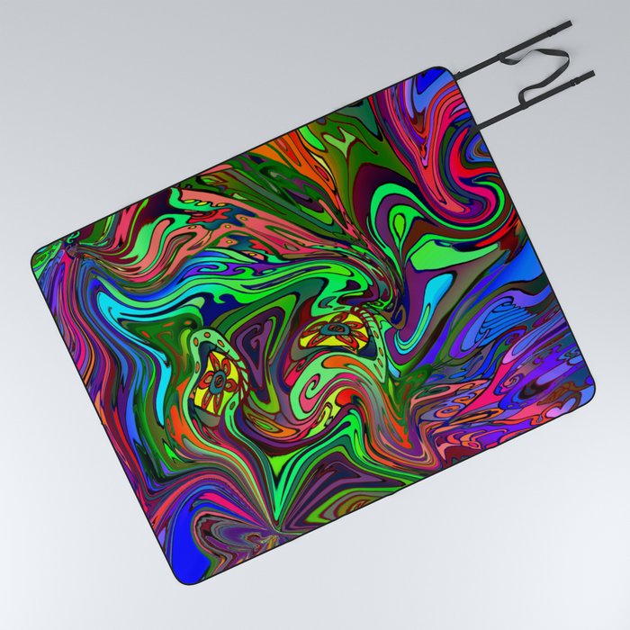 Converging Colorful Swirls Psychedelic Pattern Picnic Blanket