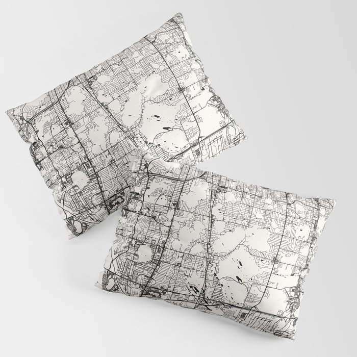 USA, Orlando - Vintage City Map - Black and White Pillow Sham