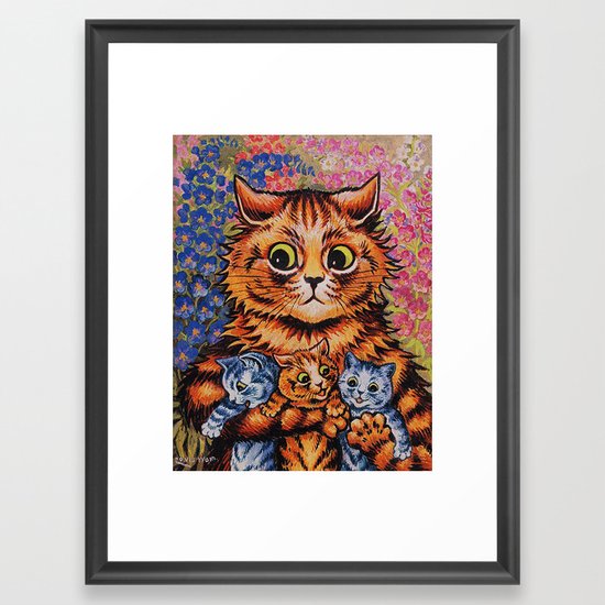 Cat and Her Kittens-Louis Wain Cats Framed Art Print by ...