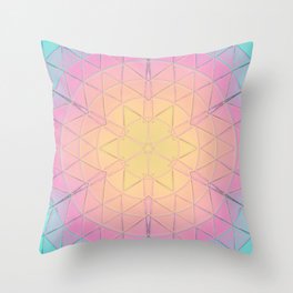 Mosaic Mandala Yellow Pink and Blue Throw Pillow