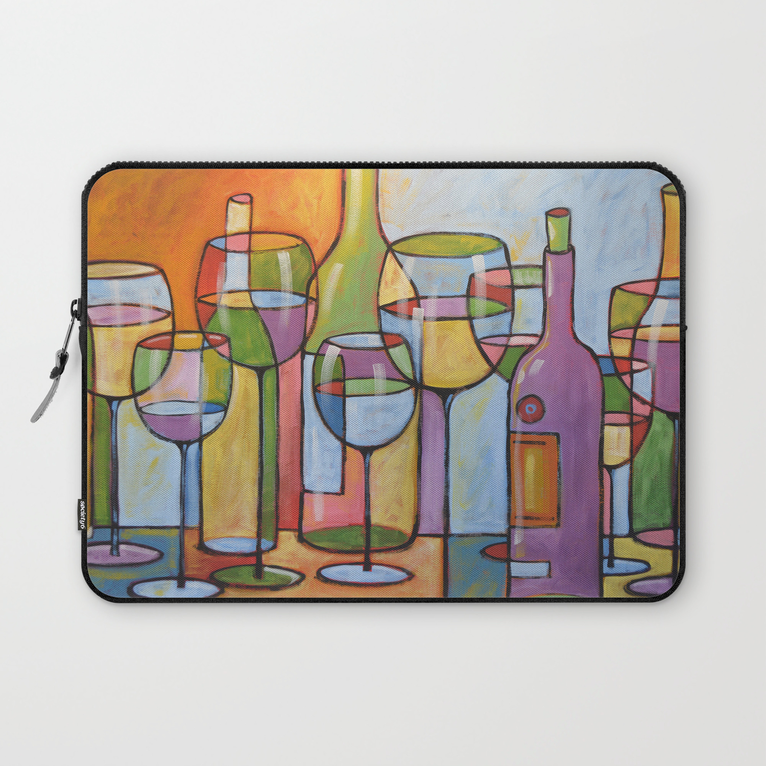 Abstract Art Wine Glasses Alcohol Bar Painting Time To Relax Laptop Sleeve By Amygiacomelli Society6