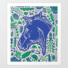 Line Art Horse Head / Soft Shapes Art Print