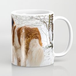 St Bernard dog in the snow Mug