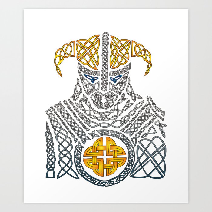 Viking Warrior Celtic Knot Norse Mythology Art Print by MintedFresh