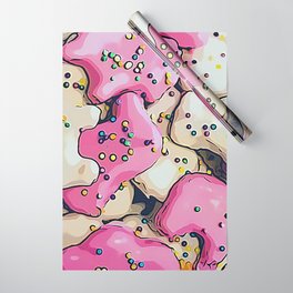 Frosted Animal Cookie Pattern Wrapping Paper | Frostedcookies, Sprinkles, Graphicdesign, Pinkandwhite, Animalcookies 