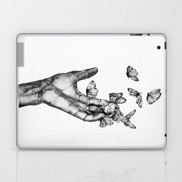 Butterfly hands - black and white Laptop Skin