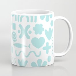 Natural Miscellany Pattern in Pale Pastel Turquoise Teal Blue  Mug