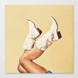 These Boots - Glitter Yellow & Tan Canvas Print