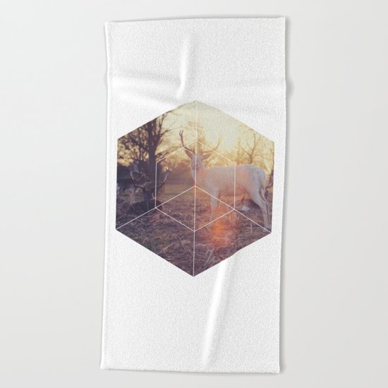 Magical Deer - Geometric Photography Beach Towel