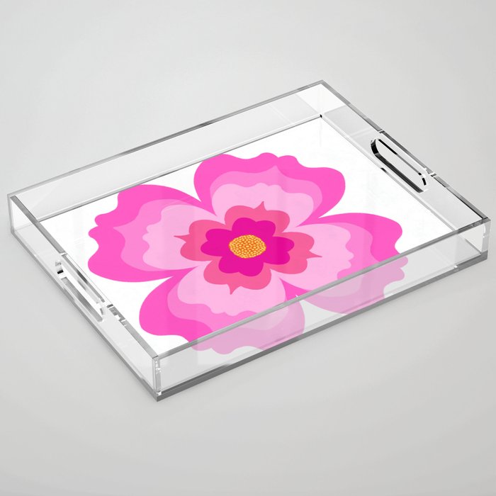 Modern Hot Pink Peony Flower Acrylic Tray