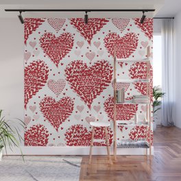 Red Hearts White Background #decor #society6 #buyart Wall Mural