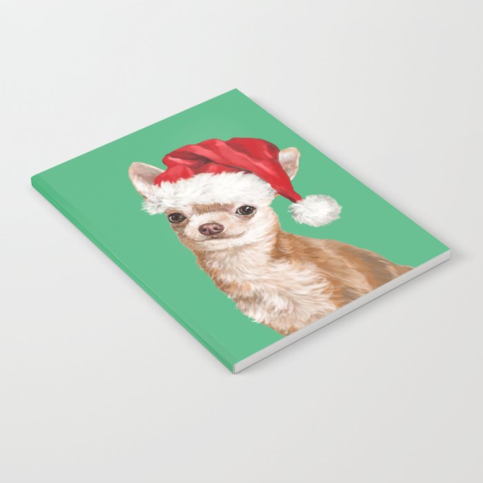 Christmas Chihuahua in Green Notebook