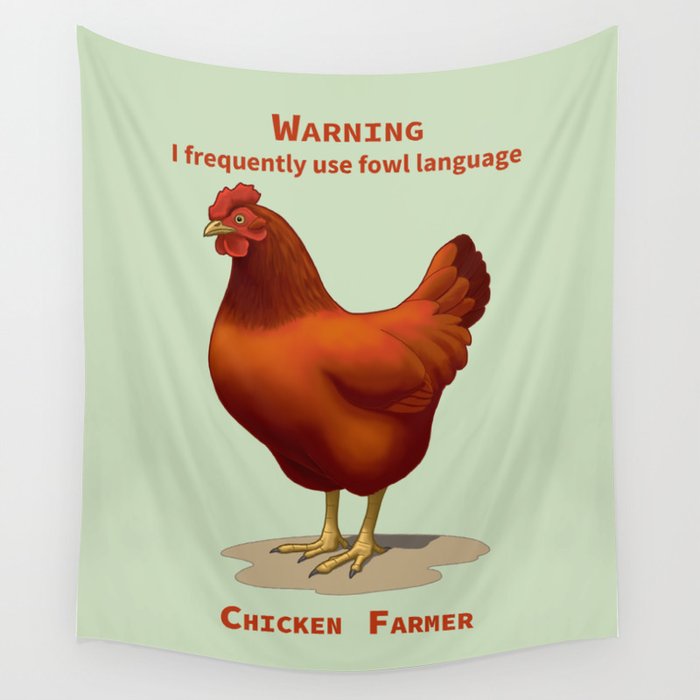 Funny Rhode Island Red Hen Fowl Language Chicken Farmer Wall Tapestry