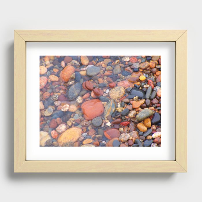 Beach Stones Along Lake Superior Recessed Framed Print