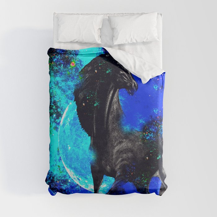 Horse Black Nebula Duvet Cover