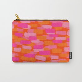 Abstract, Paint Brush Stroke, Pink and Orange  Carry-All Pouch | Blobs, Lightpink, Tangerine, Bright, Pink, Colourful, Spotty, Brushstroke, Paintbrush, Graphicdesign 
