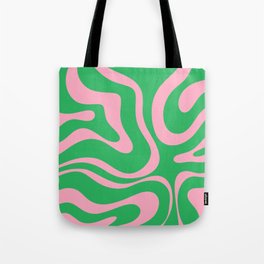 Pink and Spring Green Modern Liquid Swirl Abstract Pattern Tote Bag