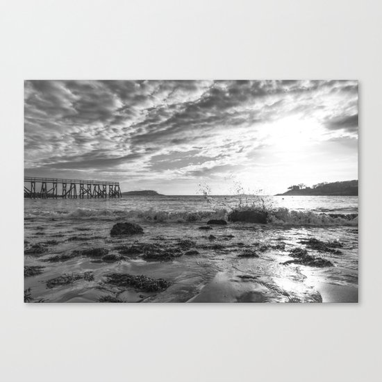 Magnolia Pier Black and White Canvas Print