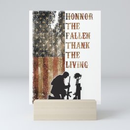 Vintage USA Flag Honor The Fallen Thank The Living Memorial's Day Veteran's Day Mini Art Print