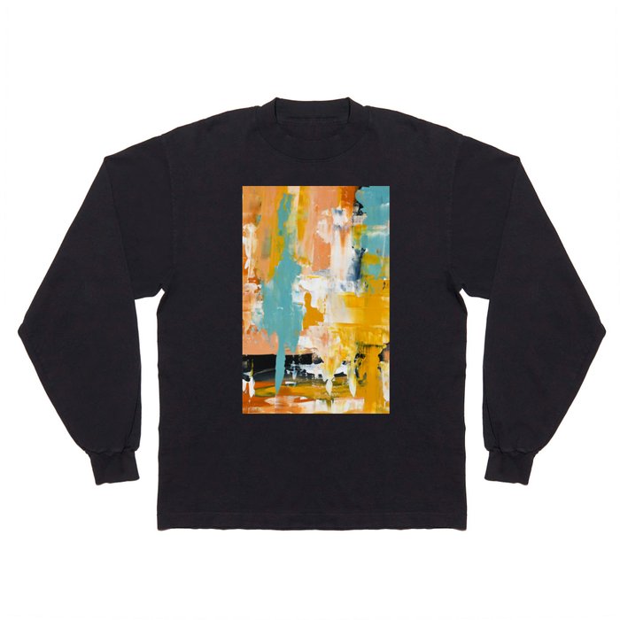 For Charlie: A peaceful abstract piece in mustard yellow, desert pink, and muted blue by Alyssa Hamilton Art Long Sleeve T Shirt