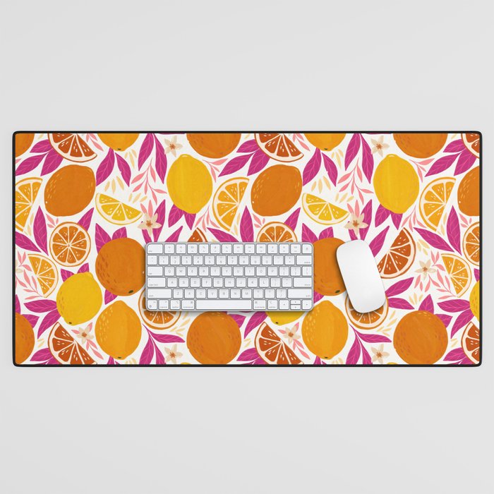 Citrus Fruits - Pink Lemonade Desk Mat