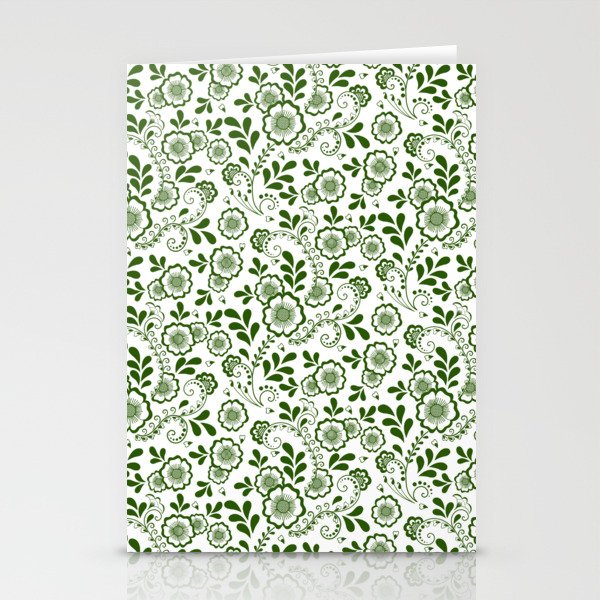 Green Eastern Floral Pattern Stationery Cards