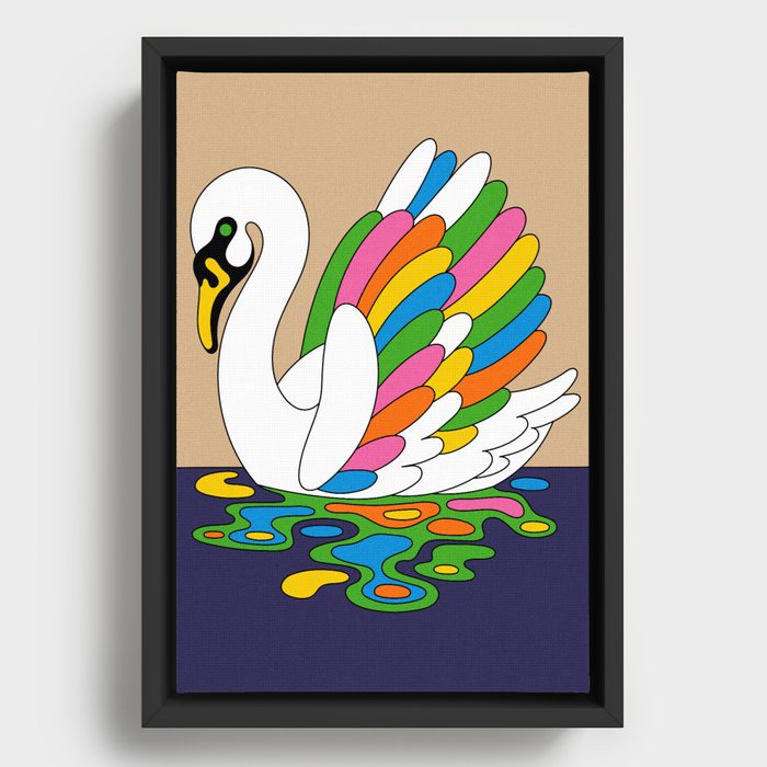 Vintage Timeless Swan Framed Canvas