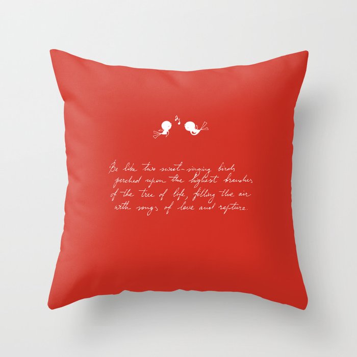 Be Like Two Sweet-Singing Birds [Red] Throw Pillow