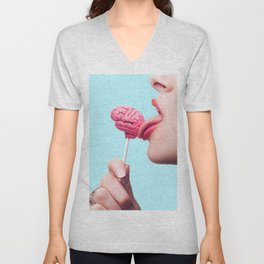 Licking Brains V Neck T Shirt