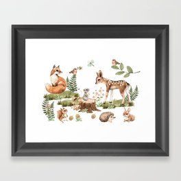 Watercolor Woodland Animals Framed Art Print