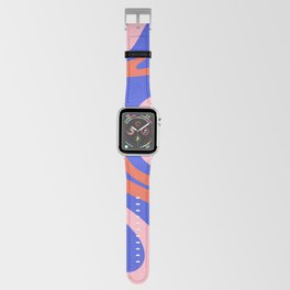 Mod Swirl Retro Abstract Pattern Bright Blue Orange Pink Apple Watch Band