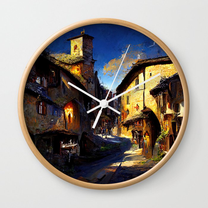 Walking through a medieval Italian village Wall Clock