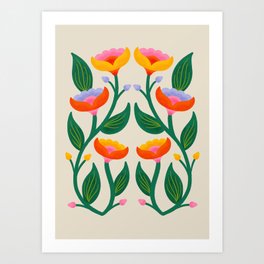 Symmetrical Flowers 2 Art Print