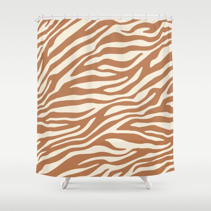 Brown Zebra Animal Print Shower Curtain