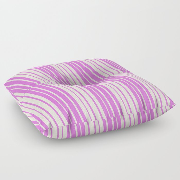 Orchid & Beige Colored Lined/Striped Pattern Floor Pillow